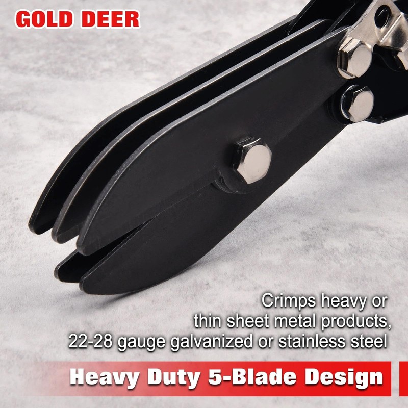 GOLD DEER 5 Blade Hand Crimper Sheet Metal Tools,Hvac Tool