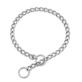 Stainless Steel Choke Dog Chain Collar, Metal Slip P-Link Training Heavy Duty Dog Choker Collar Puppy Collars for Small Medium Large Dogs, Silver S