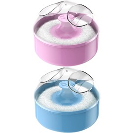 Juego De 2 Borlas De Polvo Para Bebé Con Caja De Almacenamiento Esponjas Suaves Para Polvos Faciales Y Corporales Aplicadores De Talco Mini Con Mango Para Cuidado Del Bebé