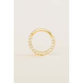 ONDAISY 14K Yellow Gold Simulated Diamond Cz 18g 8mm Helix Daith Nose Septum Jewelry Hoop Clicker Ring