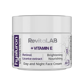 RevitaLAB Hyaluronic Anti-Ageing Day and Night Cream Enriched with Vitamin A (Retinol), Vitamin E, Liquorice Root Extract, Hyaluronic Acid and UV Filter, for Ages between 60 and 75, 50 ml