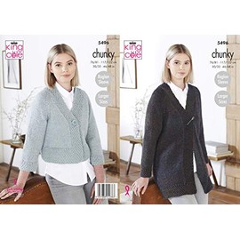 King Cole 5496 Knitting Pattern Womens Raglan Sleeve Cardigans in Big Value Poplar Chunky