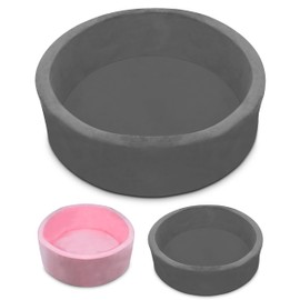 Foam Ball Pit for Toddlers with Velvet Suede Cover and 30D Memory Foam 35.4" x 11.8" Ball Pit for Babies with Bonus Educational Posters - Soft Round Baby Playpen - Ball Pool for Kids - Gray