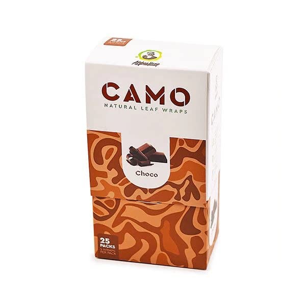 Afghan Hemp - Natural Leaf Wraps - Camo - Sealed Box - Various Flavors - 125 (25 x 5) Leaf Wraps per Box - (Chocolate)