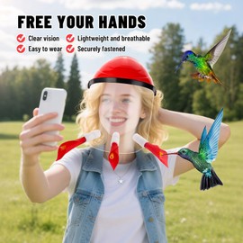 Hautrely 2PACK Humviewer Hummingbird Feeder Mask, Outdoors Wild Humming Bird Feeder Hat with 3 Feeding Ports and Honey Storage Bottle