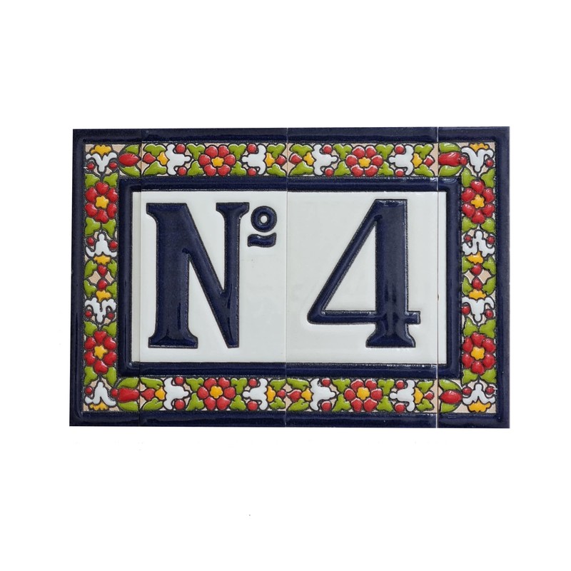 Spanish Floral Letter Frame Ceramic Tile Letter I