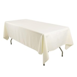 Leading Linens 12 Pack 60 x 102 Inch Rectangle Ivory Polyester Tablecloth, Table Cover, Stain and Wrinkle Resistant, Washable for Dining Table, Wedding Reception, Banquet, Party