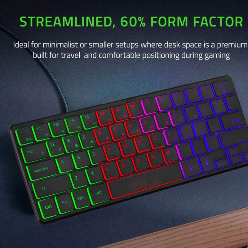 64 Keys RGB Backlit Keyboard USB Wired Gaming Keyboard Portable