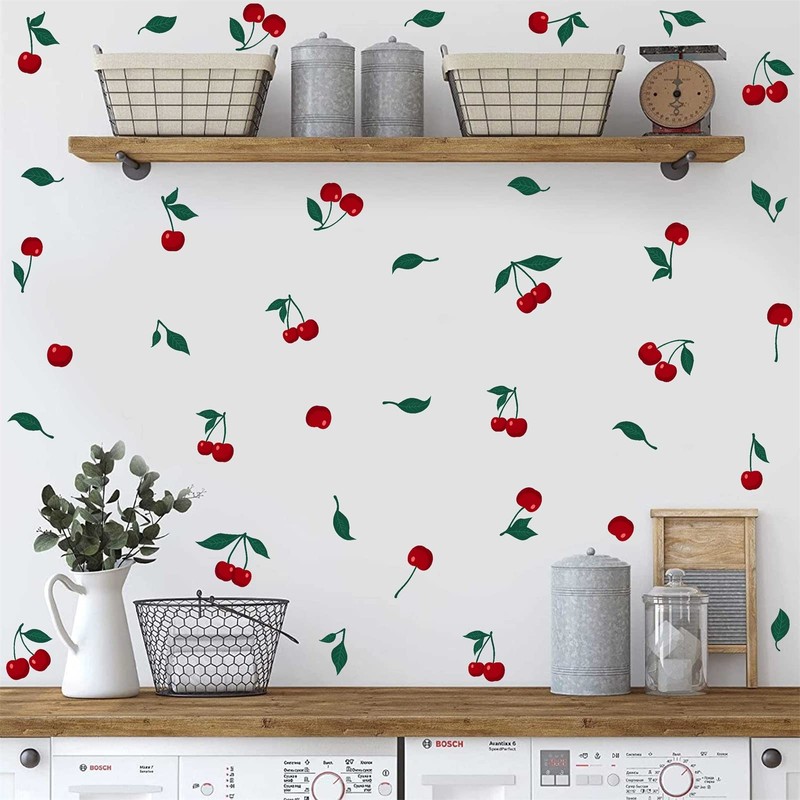 Red Cherry Wall Decal Fruit Wall Decals Peel And Stick