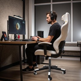 Racfenick 28 inch Heavy Duty Gaming Office Chair Nylon Base Legs Replacement with 2.5 inch Casters for Carpet and Hardwood Floors (White)