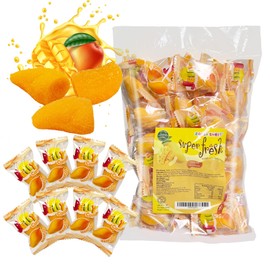 Natural Mango Flavored Gummy Candy Snack, Vegan, Super Juicy with 70% Real Juice Content, Soft & Chewy Gummi Candy Individually Wrapped, No Artificial Flavors or Dyes, Allergy Friendly, 1LB Pack Bulk