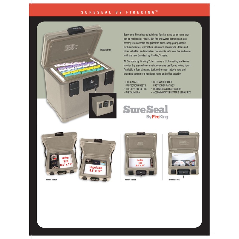 FireKing SureSeal Fire Safe with Key Lock, 1 Half Hour