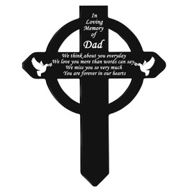 Buryeah Cross Memorial Stakes Grave Decorations for Cemetery Metal Grave Plaque Stake Markers Cross Plaques Sympathy Garden Stake Waterproof Grave Stake Garden Cemetery for Grave Yard(Mom)