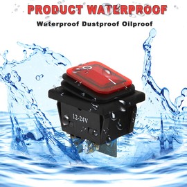 MKBKLLJY KCD4 Waterproof DC 12-24V 20A Momentary Polarity Reverse Toggle ON/OFF 4 Pin 2 Position (Screw Foot) LED Light Illuminated, 3 Boat Rocker Switch 12 Terminal Wire 12 Fork Spade U-Type