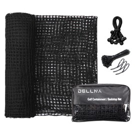 DELLNA Golf Hitting Practice Net 10 * 15Ft – Heavy Duty Golf Net for Backyard Driving Real Golf Balls, Multi-Sport Barrier Net for Baseball, Hockey, Soccer – with Bungee Cords & Zip Ties