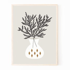 Poster Art Poster A4 Scandinavian Trees Flowers Plants Stylish Interior Frameless Vase 027 (A4 Size (Poster Only))