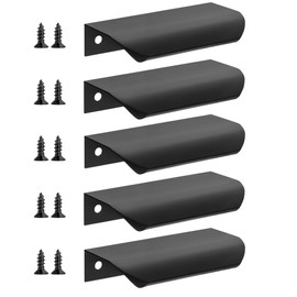 Malimali 5 Pack Black Finger Edge Pulls for Cabinets 3.15" Drawer Pulls Kitchen Cabinet Handles Modern Aluminum Concealed Tab Pulls for Closet Door, Matte Black