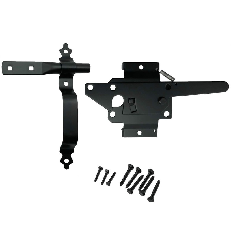 Jake Sales Black Rustic Wood Double Gate Hinges, Latch, Drop