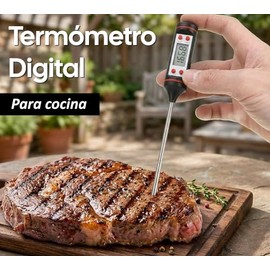Termómetro Digital de Cocina (Pack 2), Lectura Instantánea  2 sondas para carne, horno, parrilla y asador, alta precisión, repostería, aceite y velas 