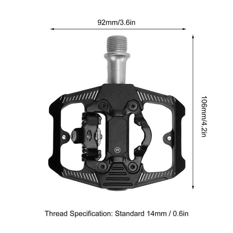 Dual Function Bicycle Pedal Flat Clipless Cleats 3 Sealed Bearings