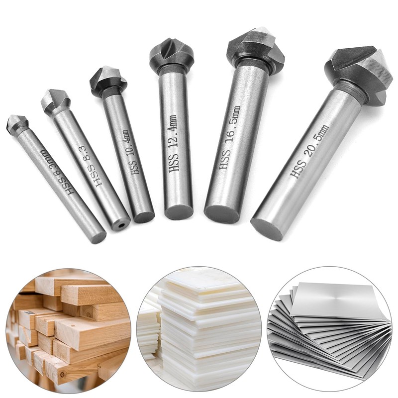 QWORK® Countersink 90° 6.3-20.5 mm HSS Steel Countersink Drill Bit