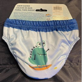 SwimWays Boys Reusable Swim Diaper Fish Surfing Monster 50+ UPF Small 6M NWT