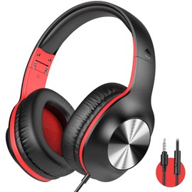 iClever HS18 Over Ear Headphones with Microphone - Lightweight Stereo Headphones, Adjustable Foldable Wired Headphones with 3.5mm Jack for Online Class/Meeting/PC/Phone/Computer