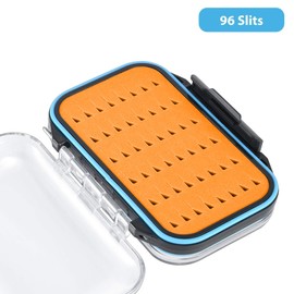 Gonex Fly Fishing Boxes - Two-Sided Waterproof, Lightweight, Easy Grip, Transparent Lid, 10.4x7.6x3 cm, Orange