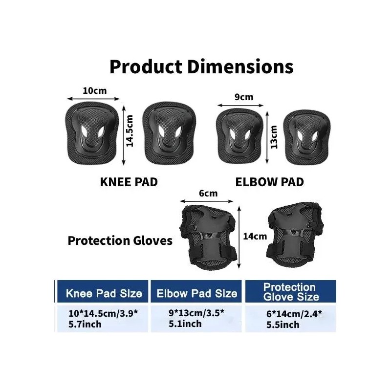 6 Pcs Coderas De Rodilla Con Protector De Muñeca Ajustable