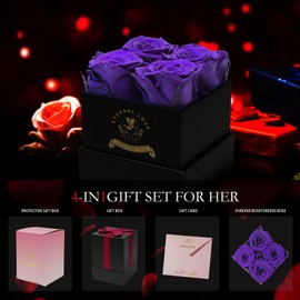 Nietiy Mom Gift,Valentines for Her,Birthday,Gifts for Women Birthday Unique,Flower Bear,Flower Delivery no Vase,Gift for Her,Holiday Gifts,Purple Gifts,Purple Flowers