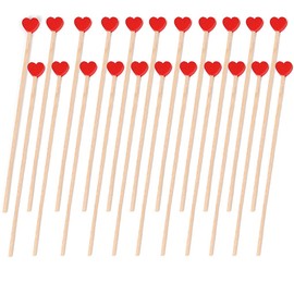 100Pcs 6.1" Disposable Wooden Coffee Milk Tea Ice Drink Stirrers Stirring Rod Heart Head Beverage Cocktail Swizzle Stick Beverage Mixing Stick for KTV Restaurant Cafe Bar Home Party Favor, Red