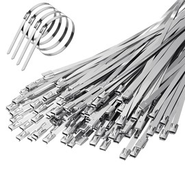HOTUT Edelstahl Kabelbinder,110 Stück 300x4,6 mm Kabelbinder Metall,Zugfestigkeit uv Beständig,Rostfrei Selbstsichernde Edelstahlbinder für Auspuffaufwicklung, Kabelbündelung, Gartenpflege