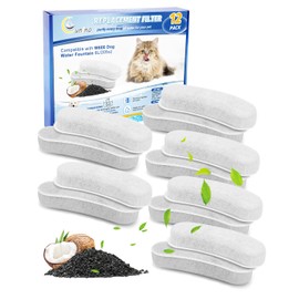 Cunina 12 Pack Dog Water Fountain Filters Replacement Compatible with W600 Automatic Water Bowl Dispenser, Pet Fountain Charcoal Filters Fit for 205oz/6L Dog Water Fountain for Large Dogs