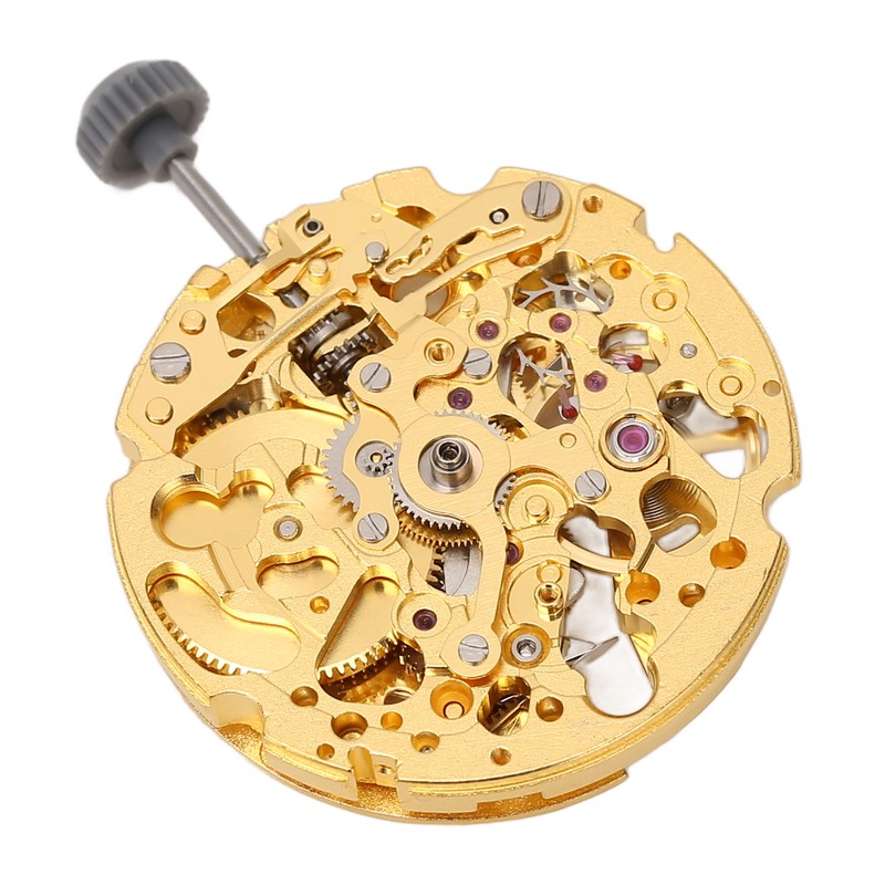 8N24 Watch Movement Golden Alloy Automatic Hollow Out Watch Replacement
