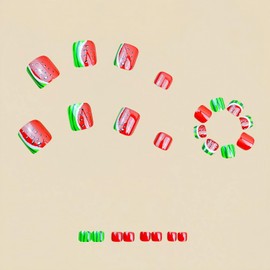 FIEONCIY Press on Toenails with Designs Acrylic Fake Nails for Toe Artificial False Nails with Charms Glue on Toe Nails for Spring Summer Stick on Toenails for Women Girls(Y869)