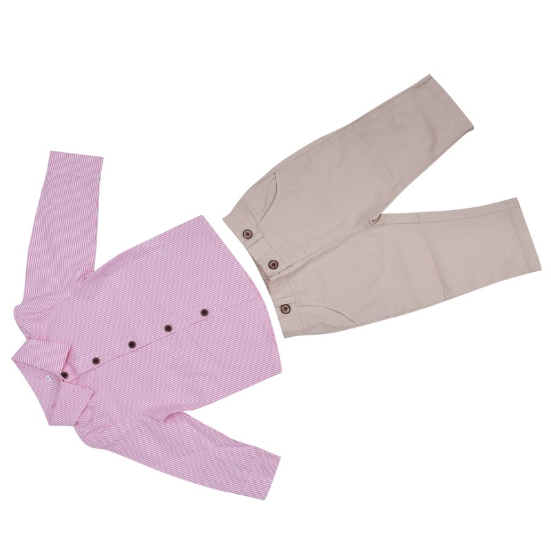 Baby Boy Gentleman Outfit Children Exquisite Stripe Shirt Suspender Pants