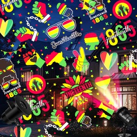 Lingvee Juneteenth Holiday Projector Light with 1 Film Slides LED Projector Lights Outdoor Reflectors Waterproof Landscape Decorative Rotation Lighting Movement Projection Lamp for Party