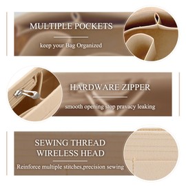 TUKYWAN Purse Organizer Insert Handbag Organizer for Longchamp Bag,Bag Organizer Insert with Divider Pocket and Zipper Inner for le pliage (Pink, Small)