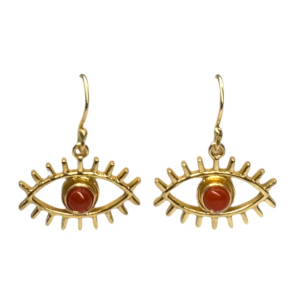 India with Love 9K Gold Eye Drop Earrings withNatural Gemstones,