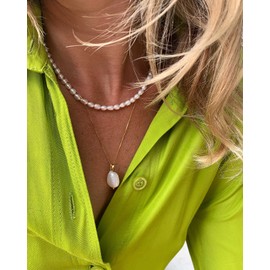 CULT OF SUN Freshwater Pearl Necklace 18K Gold Plated 14" Pearl Choker Pearl Choker Necklace Real Pearl Necklace Pearl Choker Gold, Gold Plated, Pearl, Gold Plated, Pearl