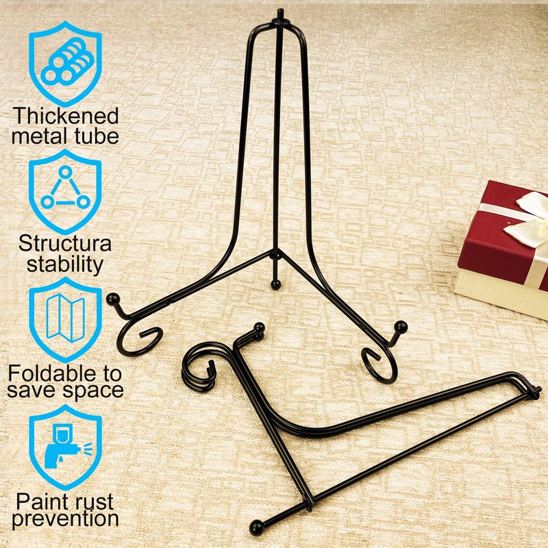 HENABLE 2PCS Premium Black Iron Plate Stands for Display 8