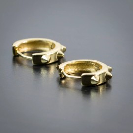 Steelt Knitted Men’s 14k Yellow Gold Plated Spike Vermeil Sterling Silver Huggie Hoop Earrings