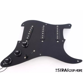 The STRATosphere *NEW Alnico 5 LOADED PICKGUARD for Fender Strat Black 1 Ply 8 Hole, BEVELED