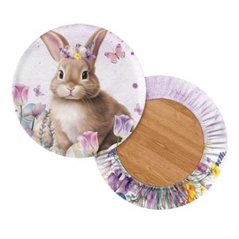 KUIFORTI Bunny Barstool Seat Covers for Easter Tulip Round Stool Cushions Butterfly Round Bar Stool Covers Washable Covers for Bar Stool Seats Round Bar Stool Cushion