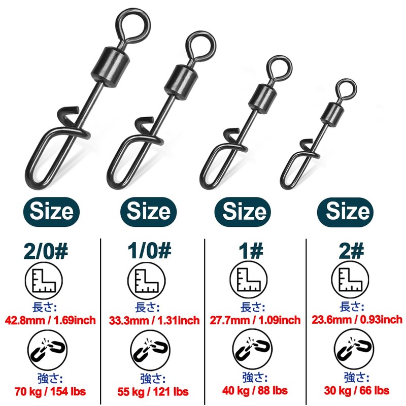 9KM DWLIFE 25pcs Fishing Quick Snap Swivels Sarkan Fishing Lure