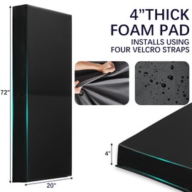 PROGOAL PROGOAL 72" x 20" x 4" Gym Wall Padding Basketball Court Wall Mats Athletes Protector,Removable High Elasticity Tear-Resistant 4" Thick Foam High-Density Wall Pads for Safty(Black)