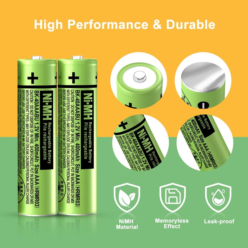 BENNTOP NIMH AAA Rechargeable Batteries 1.2V 400mah for Panasonic Phones