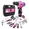 DOWELL 147 Pcs Pink 12V Drill Tool Set, Tool Kit