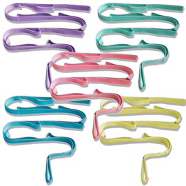 Aozora Yoga Strap Stretching Strap with Loops, Stretch Out Straps for Physical Therapy, 10 Loops Non-Elastic Exercise Strap for Pilates, Dance and Gymnastics with Workout Guide (1"W, 5pack-Multiple