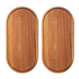 Wood Serving Trays Charcuterie Boards Oval Wooden Plates Wood Serving Platter Cheese Dinner Plates Bulk for Dessert Snack Bread Fruit Appetizer Dishes (30 x 14_2 Pack)